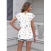 imageDisamer Summer Cap Sleeve Tank Tops for Women Trendy 2025 Loose Fit Basic Solid Color V Neck Short Sleeve ShirtsFlower White2
