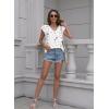 imageDisamer Summer Cap Sleeve Tank Tops for Women Trendy 2025 Loose Fit Basic Solid Color V Neck Short Sleeve ShirtsFlower White2