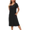 imageDisamer Womens House Dress with Pockets Nightgown Short Sleeve Mumus Summer Floral Print Beach SundressesPure Black