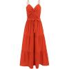 imageCHICWISH Womens MintGreenBlackOrange Twist Cutout Shirred Cami Maxi DressOrange