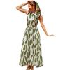 imageCHICWISH Womens Summer Palm Green LeafPink Floral Print Halter Neck Sleeveless Party Maxi DressGreen
