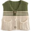 imageDisamer Sleeveless Sweater Vest for Women Crochet Knit Button Down Crop Cardigan Sleeveless Tank Tops with PocketsTriple Green