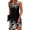 imageSummer Beach Dresses for Women 2025 Casual Sleeveless Floral Print Pleated Sundress Cover Ups Fashion Maxi DressFlower LeafLarge