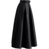 imageCHICWISH Women Bowknot Pleated Maxi Skirt Casual High Waist ALine Prom Party Swing Long Skirts with PocketsBlack