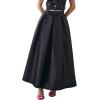 imageCHICWISH Women Bowknot Pleated Maxi Skirt Casual High Waist ALine Prom Party Swing Long Skirts with PocketsBlack