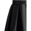 imageCHICWISH Women Bowknot Pleated Maxi Skirt Casual High Waist ALine Prom Party Swing Long Skirts with PocketsBlack