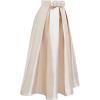 imageCHICWISH Women Bowknot Pleated Maxi Skirt Casual High Waist ALine Prom Party Swing Long Skirts with PocketsChampagne