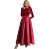 imageCHICWISH Women Bowknot Pleated Maxi Skirt Casual High Waist ALine Prom Party Swing Long Skirts with PocketsRed