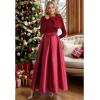 imageCHICWISH Women Bowknot Pleated Maxi Skirt Casual High Waist ALine Prom Party Swing Long Skirts with PocketsRed