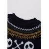 imageCHICWISH Women Halloween Sweater Skull Printed Crewneck Long Sleeves Holiday Knit Sweater Pullover TopsBlack