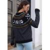 imageCHICWISH Women Halloween Sweater Skull Printed Crewneck Long Sleeves Holiday Knit Sweater Pullover TopsBlack