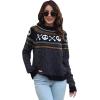 imageCHICWISH Women Halloween Sweater Skull Printed Crewneck Long Sleeves Holiday Knit Sweater Pullover TopsBlack