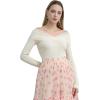imageCHICWISH Women Off Shoulder Sweater Top Sexy Long Sleeve Mesh Spliced Knit Top Going Out Tunics TopsCream