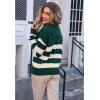 imageCHICWISH Women Stripe VNeck Pullover Sweater Long Sleeve Classic Casual Polo Tops Shirts Fall Winter Knit SweatersEmerald