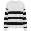 imageCHICWISH Women Stripe VNeck Pullover Sweater Long Sleeve Classic Casual Polo Tops Shirts Fall Winter Knit SweatersWhite