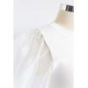 imageCHICWISH Womens BlackWineGreyPinkWhite Organza Bubble Sleeves Knit TopWhite