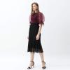 imageCHICWISH Womens BlackWineGreyPinkWhite Organza Bubble Sleeves Knit TopWine