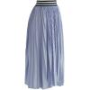 imageCHICWISH Womens Blue and White Stripe Pleated ALine Midi Prom Party SkirtBlue