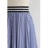 imageCHICWISH Womens Blue and White Stripe Pleated ALine Midi Prom Party SkirtBlue