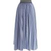imageCHICWISH Womens Blue and White Stripe Pleated ALine Midi Prom Party SkirtBlue
