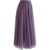 imageCHICWISH Womens LilacCreamGreyPinkBlack Layered Mesh Ballet Prom Party Tulle Tutu ALine Maxi SkirtPurple