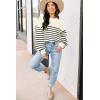 imageWomens Sweaters Fall 2025 Fashion Long Sleeve Color Block Oversized Sweater Trendy Casual Crew Neck Knitted Tops PulloverStripe Apricot