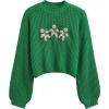imageCHICWISH Christmas Sweater Cute Gingerbread Graphic Crewneck Holiday Sweaters Long Sleeve Crop Pullover TopsGreen