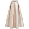 imageCHICWISH Women Bowknot Pleated Maxi Skirt Casual High Waist ALine Prom Party Swing Long Skirts with PocketsChampagne