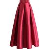 imageCHICWISH Women Bowknot Pleated Maxi Skirt Casual High Waist ALine Prom Party Swing Long Skirts with PocketsRed