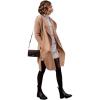 imageCHICWISH Womens Classy Light Tan Open Front Knit Coat and Grid Turtleneck Sweater Dress Size XSS