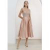 imageCHICWISH Women Full Pearl Embellished Sheer Mesh Top Sexy See Through Shirt Long Sleeve Scoop Neck Blouses Tops TanTan