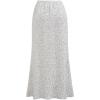 imageCHICWISH Women Sequin Mermaid Maxi Skirt Elegant Elastic High Waist A Line Flare Cocktail Party Glitter Long SkirtsIvory