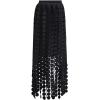 imageCHICWISH Women Summer Crochet Circle Fringe Hem Maxi Skirt Hollow Out High Elastic Waist Vacation Beach Long SkirtBlack