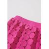 imageCHICWISH Women Summer Crochet Circle Fringe Hem Maxi Skirt Hollow Out High Elastic Waist Vacation Beach Long SkirtHot Pink