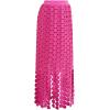 imageCHICWISH Women Summer Crochet Circle Fringe Hem Maxi Skirt Hollow Out High Elastic Waist Vacation Beach Long SkirtHot Pink