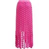 imageCHICWISH Women Summer Crochet Circle Fringe Hem Maxi Skirt Hollow Out High Elastic Waist Vacation Beach Long SkirtHot Pink