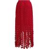 imageCHICWISH Women Summer Crochet Circle Fringe Hem Maxi Skirt Hollow Out High Elastic Waist Vacation Beach Long SkirtRed
