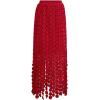 imageCHICWISH Women Summer Crochet Circle Fringe Hem Maxi Skirt Hollow Out High Elastic Waist Vacation Beach Long SkirtRed