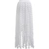 imageCHICWISH Women Summer Crochet Circle Fringe Hem Maxi Skirt Hollow Out High Elastic Waist Vacation Beach Long SkirtWhite