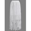 imageCHICWISH Women Summer Crochet Circle Fringe Hem Maxi Skirt Hollow Out High Elastic Waist Vacation Beach Long SkirtWhite
