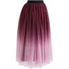 imageCHICWISH Womens PurpleBurgundyPink Festive Sparkle Ombre Tulle Midi SkirtBurgundy