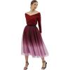 imageCHICWISH Womens PurpleBurgundyPink Festive Sparkle Ombre Tulle Midi SkirtBurgundy