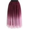 imageCHICWISH Womens PurpleBurgundyPink Festive Sparkle Ombre Tulle Midi SkirtBurgundy