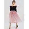 imageCHICWISH Womens PurpleBurgundyPink Festive Sparkle Ombre Tulle Midi SkirtPink
