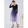 imageCHICWISH Womens PurpleBurgundyPink Festive Sparkle Ombre Tulle Midi SkirtPurple