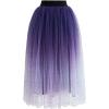 imageCHICWISH Womens PurpleBurgundyPink Festive Sparkle Ombre Tulle Midi SkirtPurple