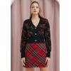imageCHICWISH Womens Red Plaid Mini Skirt Fall Winter Tartan Wool High Waisted Bodycon Pencil SkirtRed