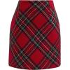 imageCHICWISH Womens Red Plaid Mini Skirt Fall Winter Tartan Wool High Waisted Bodycon Pencil SkirtRed