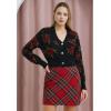imageCHICWISH Womens Red Plaid Mini Skirt Fall Winter Tartan Wool High Waisted Bodycon Pencil SkirtRed