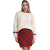 imageCHICWISH Womens Red Plaid Mini Skirt Fall Winter Tartan Wool High Waisted Bodycon Pencil SkirtRed